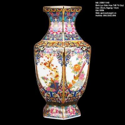 BÌNH LỤC GIÁC HỌA TIẾT TỨ QUÝ